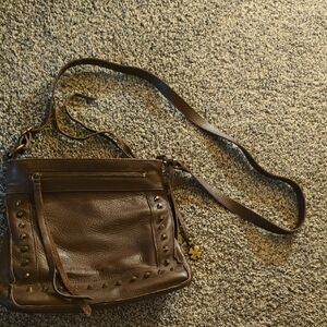 Lucky Brand Gold and Brown Leather Charm Crossbody
